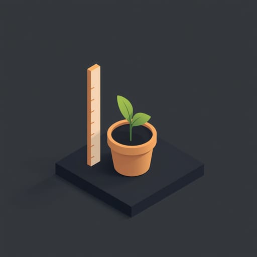 Seedling in a pot beside a ruler, a pilot growth metaphor for the first workflow.